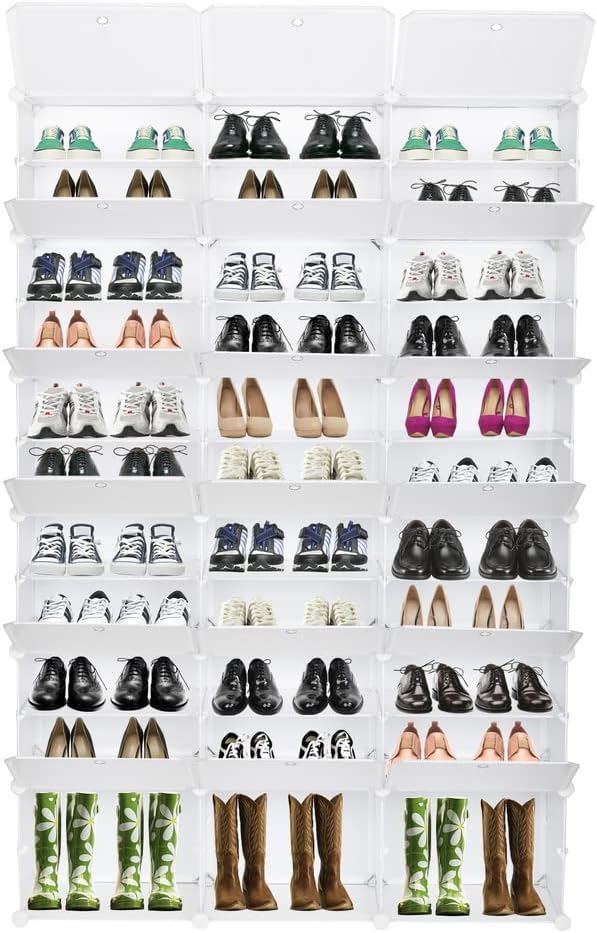 Portable Shoe Rack Organizer 72 Pair Tower 6 Tiers Shoe Rack for Entryway Shelf Storage Cabinet Stand for Heels Boots Slippers Cabinet Narrow Standing Stackable Space Saver Shoe Rack Black