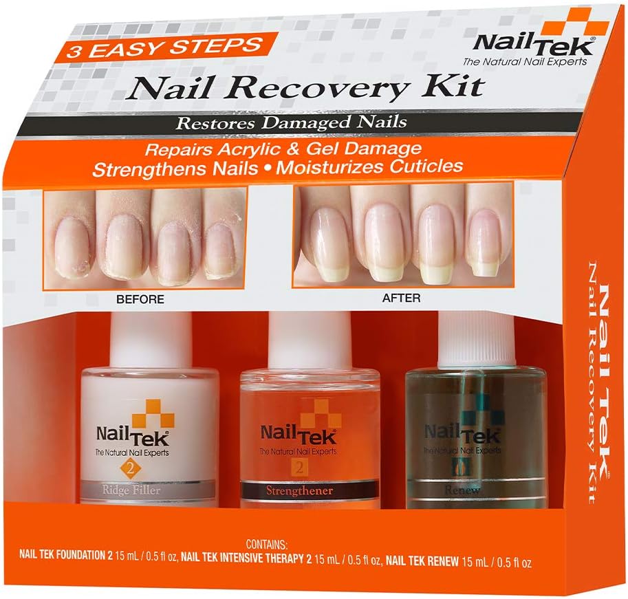 Nail Tek New Restore Damaged Nails Kit, Intensive Therapy II 0.5 fl oz, Foundation II 0.5 fl oz and Renew 0.5 fl oz