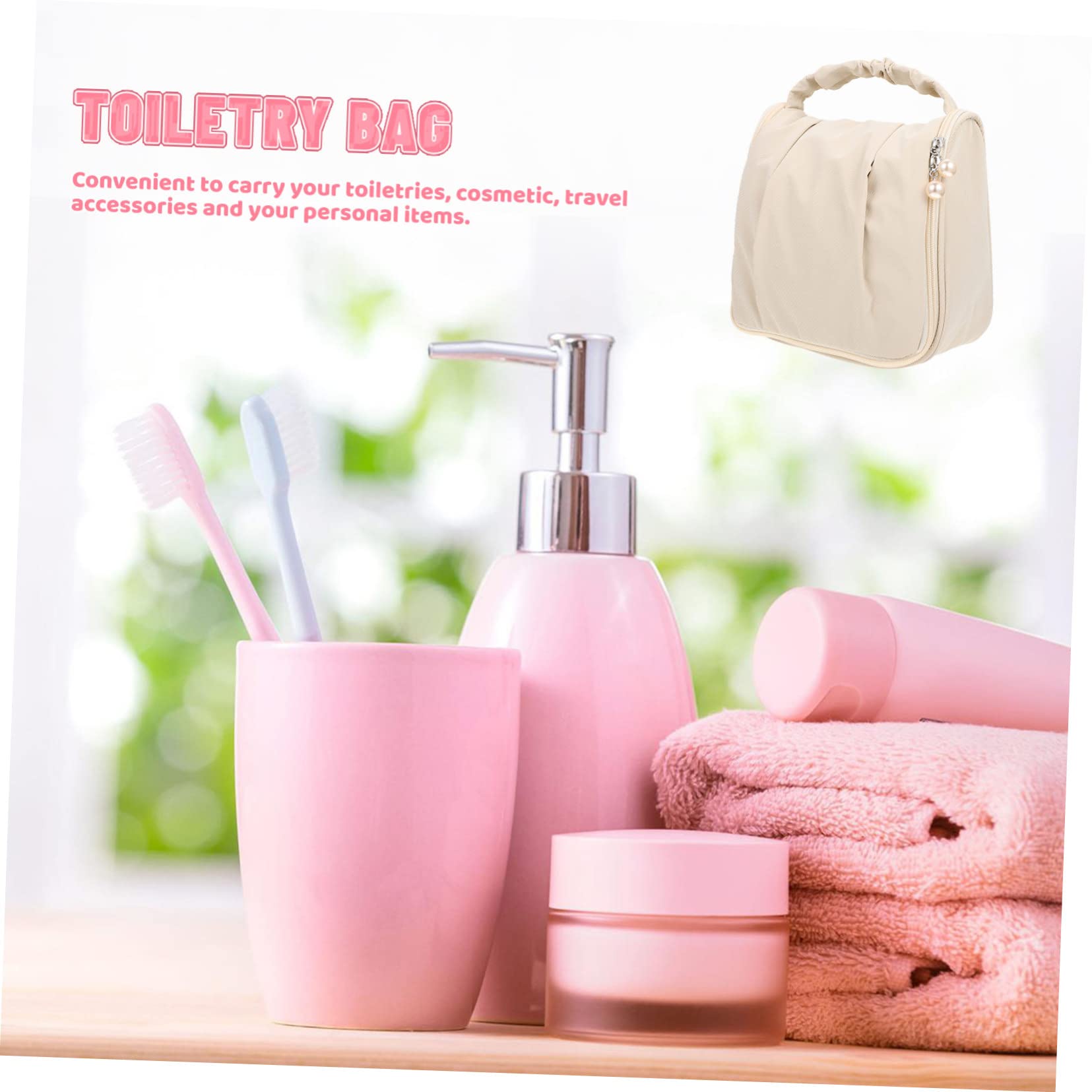 3 Piezas Neceser Colgante Manejar Bolsa De Maquillaje Bolsa De Cosméticos Neceser Para Maquillaje Viajar Poliéster Compuesto Almacenamiento Estuche Para Brochas De Maquillaje