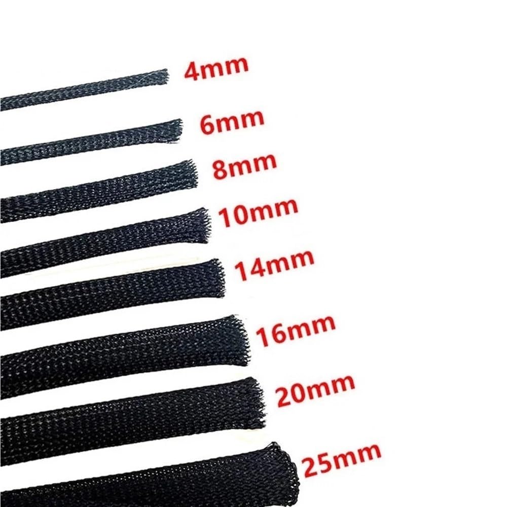Manguitos de Manguera de Cable Trenzado, Prensaestopas Extensible de 2/4/6/8/10/12/15/20/25 mm x 5 m, protección hermética for Cables de Pet, Funda Trenzada Negra(60 mm)