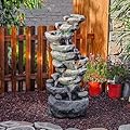 YZM 10-Tier Cascading Rock Water Fountain Outdoor Garden Waterfall Fountains Patio Backyard Deck Porch Pond Art Decor for Outside 39.76" H Outdoor Feature with LED Lights
