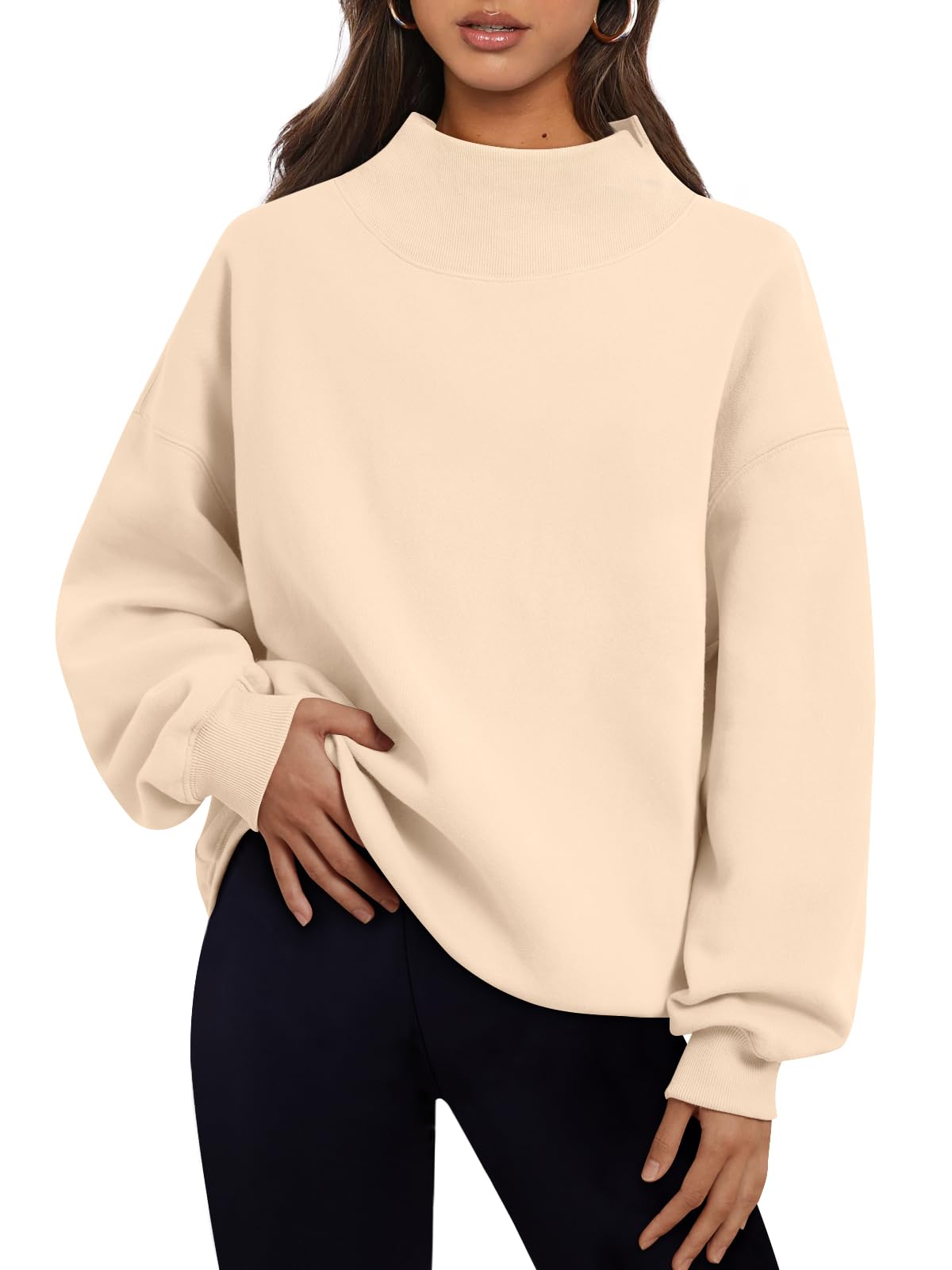 Trendy QueenWomens Oversized Sweatshirts Turtleneck Pullover Long Sleeve Hoodies Tops Fall Fashion Outfits 2025 ClothesOEKO-TEX STANDARD 100