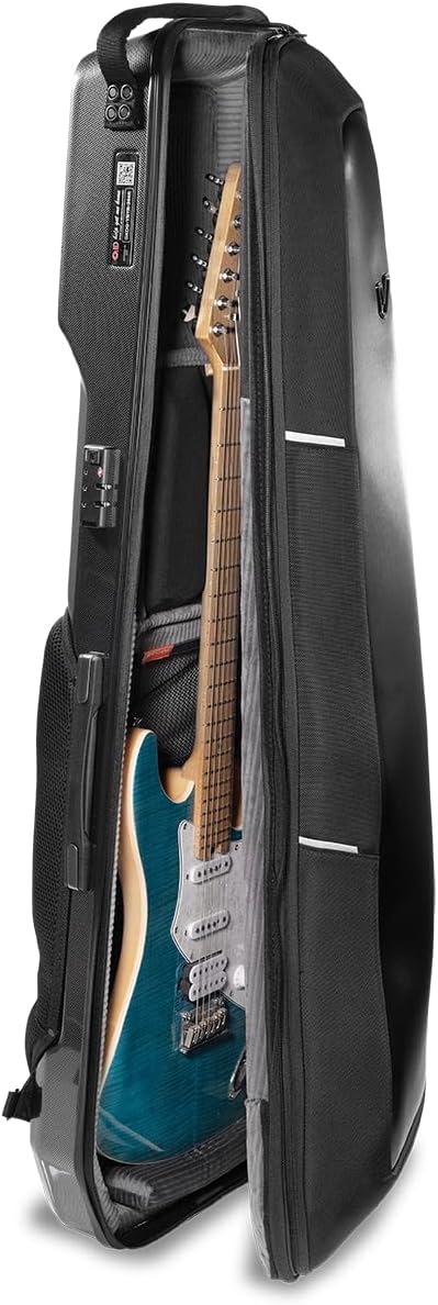 Gruv Gear Electric Guitar Case Hard, Patented Electric Guitar Gig Bag with Adjustable Backpack Straps, Easy Rolling Wheels, Travel Approved, Multiple Pockets for Guitar Accessories, Holds 1 Instrument