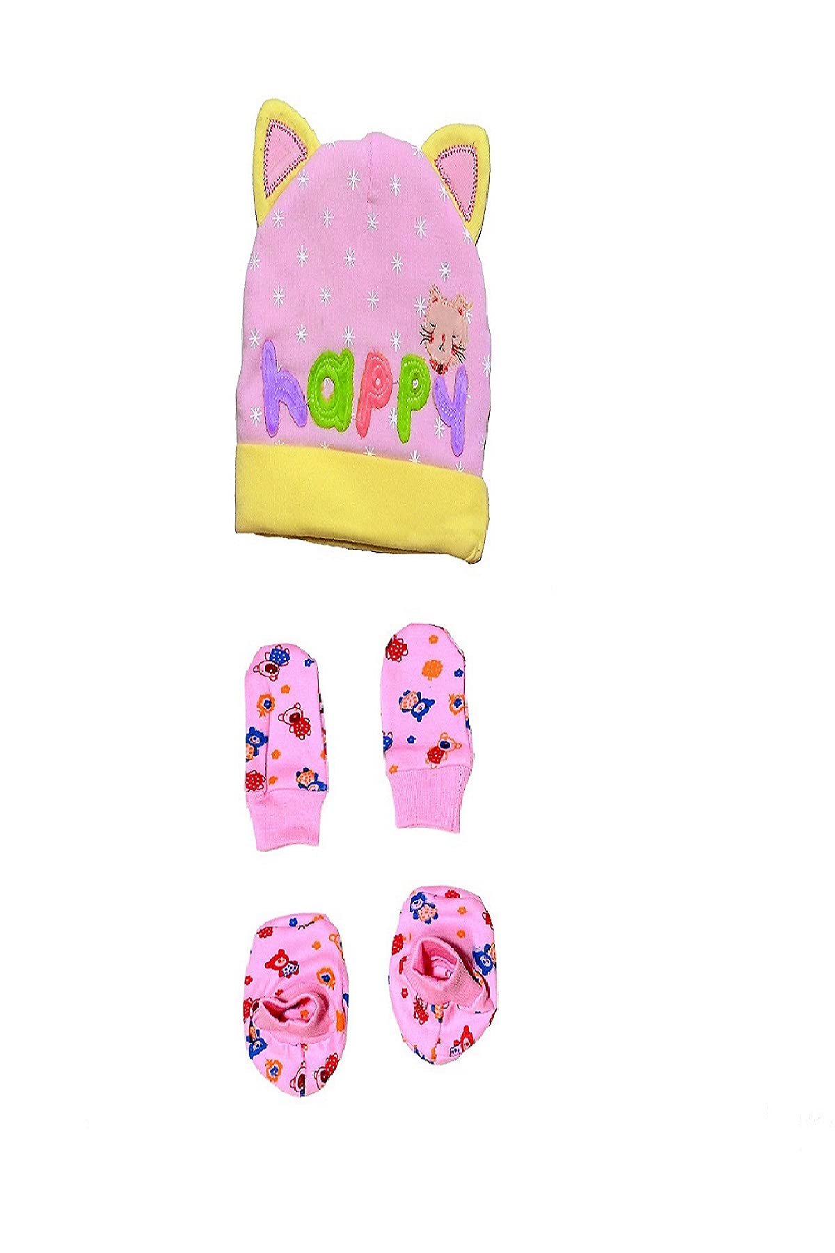 DAKULO�New-Born Baby Cap and Mittens Booties Combo Set for Baby Girls and Boys Gift Set