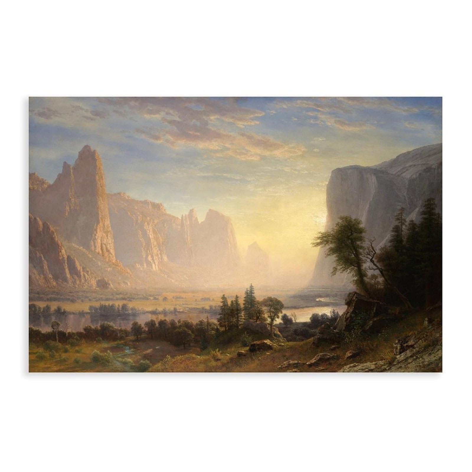 WCYB Valley of The Yosemite by Albert Bierstadt Posters Prints Canvas Deco Paintings Wall Art Unframe 12" L X 18" W
