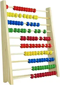 Ábaco Educativo de Madeira, 10 Colunas, Brinquedo Matemático com Contas Coloridas