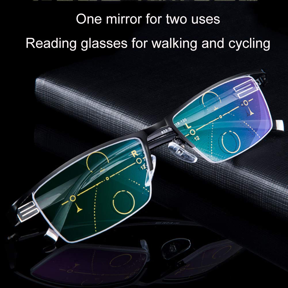 Progresivas de Enfoque Múltiple Gafas de Lectura con Armazón Ligero Rectangular De Alta Definición Lentes de Aumento Unisex para Hombres