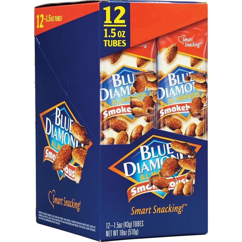 Diamond Almonds, Smoked, Roasted Salted 1.5 oz bags (12 Pack)