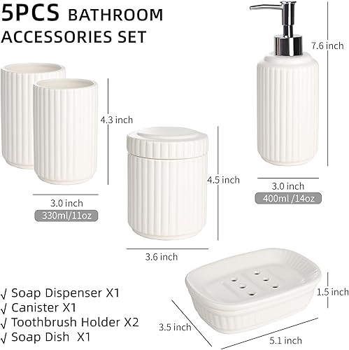 Miniatura 2 de Conjunto de accesorios de baño de cerámica de 5 piezas, juego de accesorios de baño de cerámica, diseño clásico de accesorios de baño Conjuntos