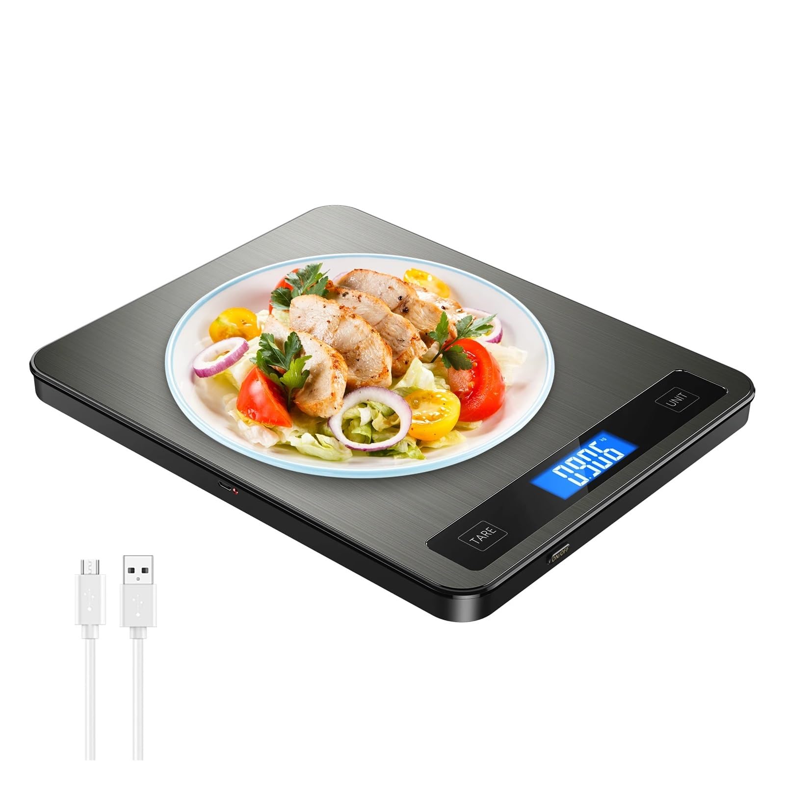 20Kg/1g cyfrowa waga kuchenna zasilana przez USB waga wielofunkcyjna waga do żywności do pieczenia gotowanie gospodarstwa domowego ważenie waga elektroniczna,Waga precyzyjna(Nero)