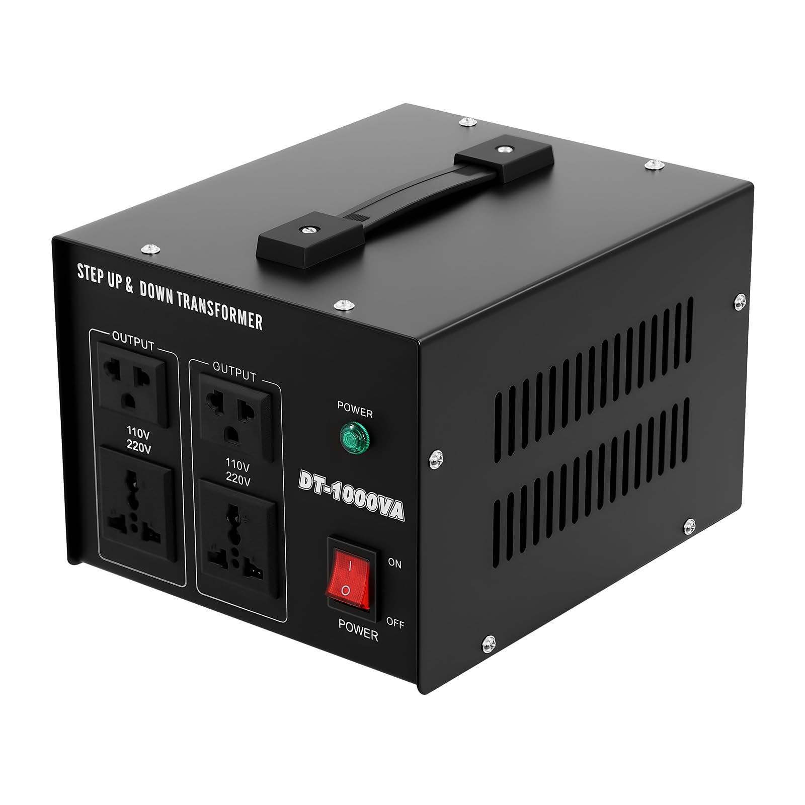 Mqwdxxfes - Transformador de voltaje 1000 VA, 110 V a 220 V, convertidor de voltaje step up/down, 800 W, protección contra sobrecarga, transformador con enchufes EU/US/UK, convertidor de corriente