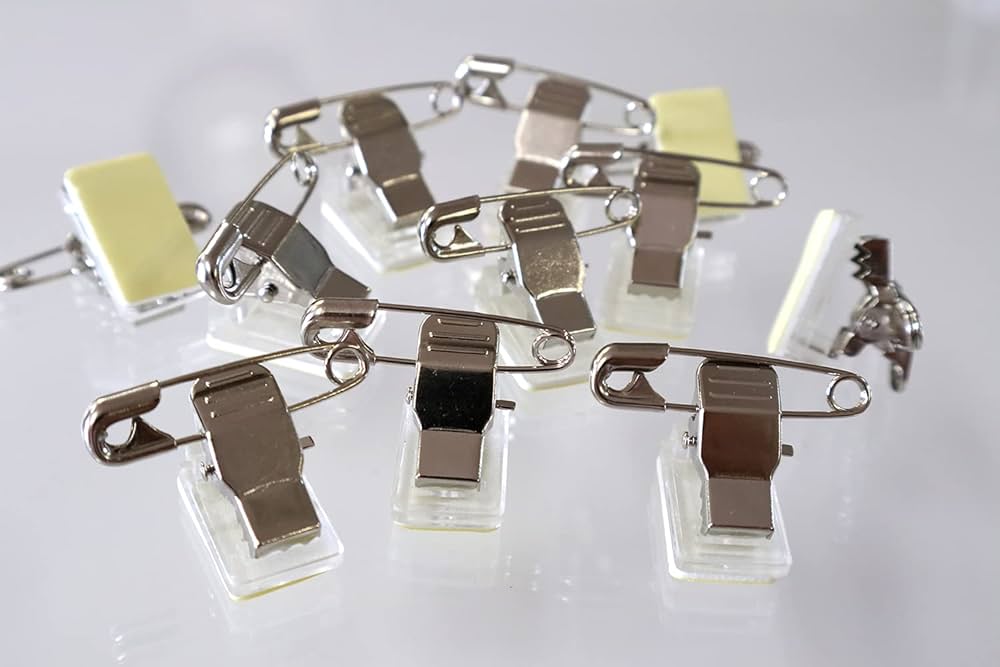 オリジナルアイロン接着タイプと安全ピン付きクリップ 楽天市場】安全ピン付きクリップ2個セット【2個セットのお値段