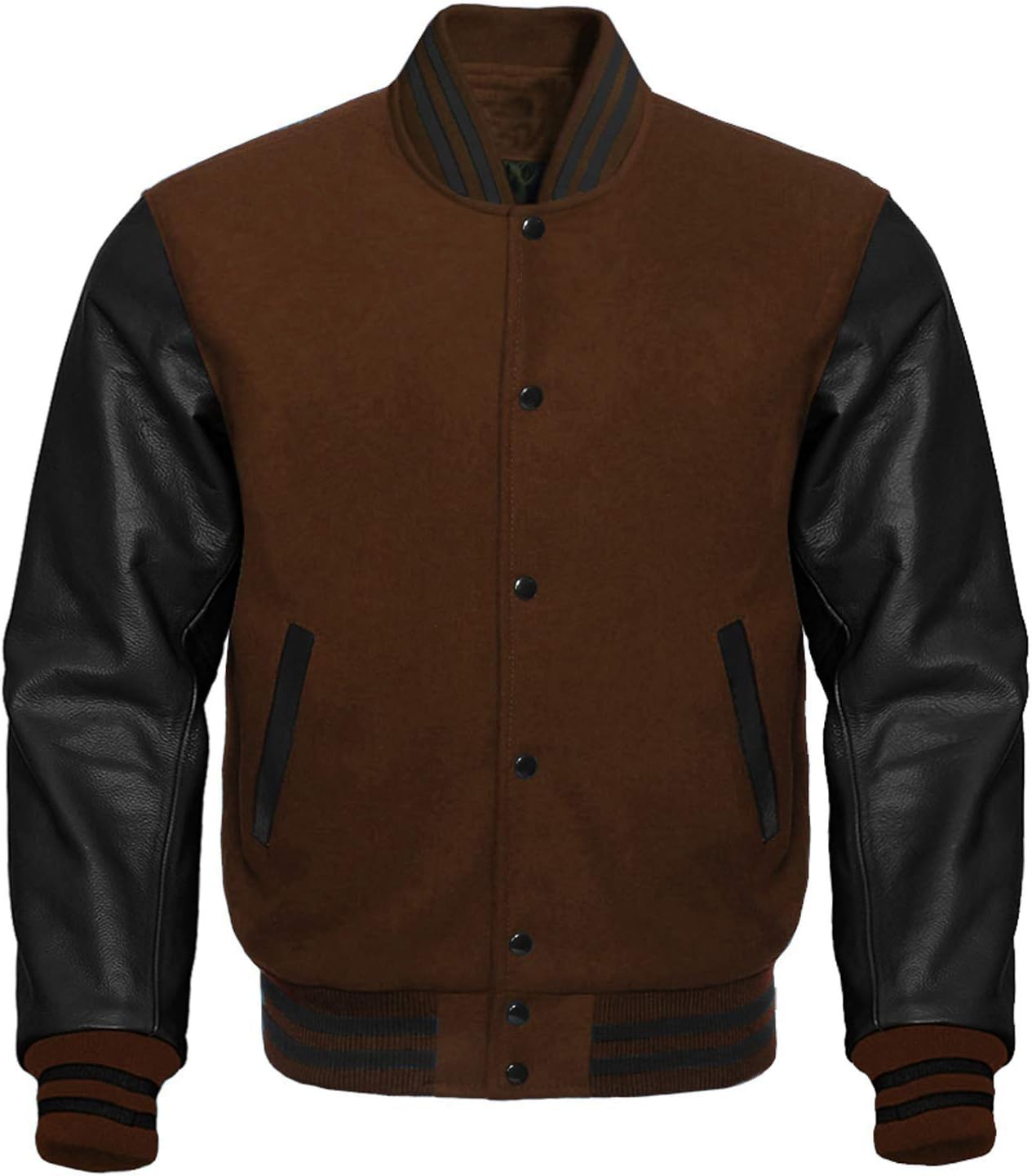 Mens Letterman Varsity Jacket - Wool and Faux Leather City School College Bomber Jackets Collection