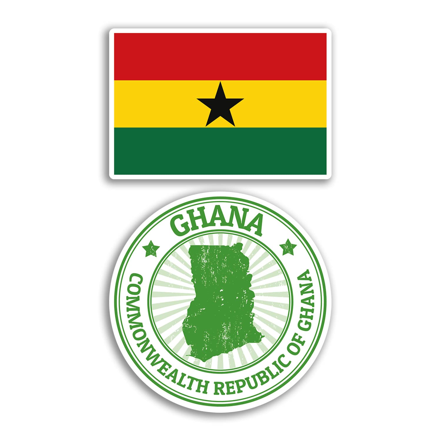 2 x 10cm Wide Ghana Vinyl Stickers - Africa Map Holiday Adventure Travel Country Scrapbooking Gift #78696