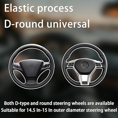 Miniatura 6 de Funda de cuero para volante de automóvil, universal de 15 pulgadas para automóvil, camión, SUV, antideslizante y transpirable, diseño de estilo