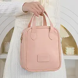 Necessaire Feminina Impermeável Bolsa de Maquiagem Portátil – Organizador de Cosméticos para Viagem e Uso Diário(12435.8-Rosa)