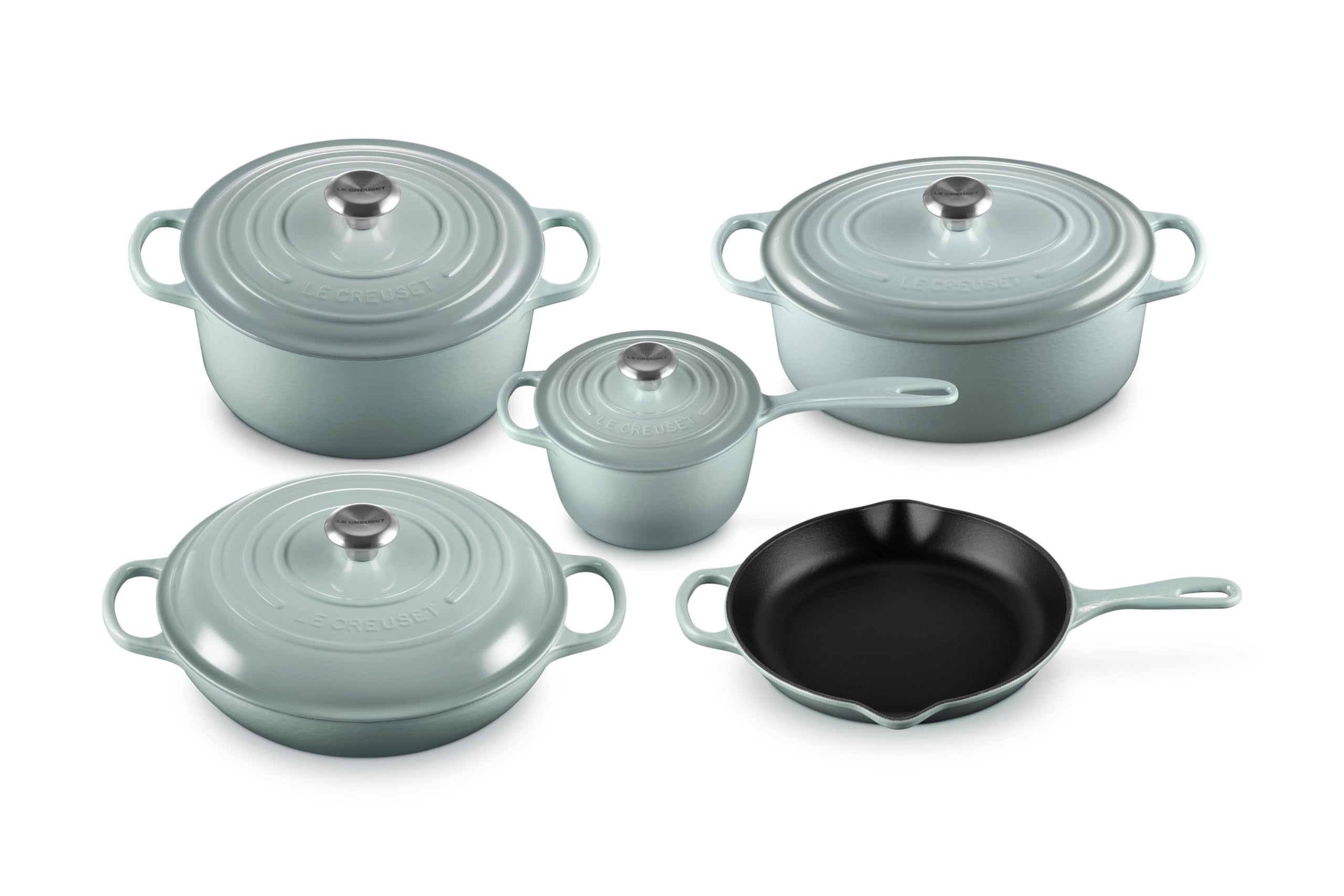 Le Creuset Enameled Cast Iron Signature Cookware Set, 9 pc., Sea Salt