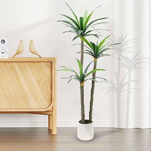 Miniatura 10 de Romantic Season Palmera sintética roja de 4 pies, árbol en maceta falsa, palmera de plástico para decoración moderna del hogar, oficina, sala de
