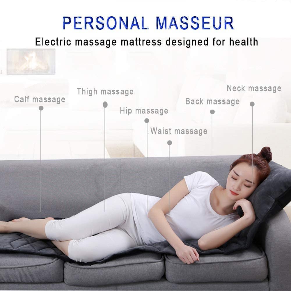 Esterilla de masaje corporal con calor para espalda, cojín de masaje con calefacción, cojín vibratorio con 10 motores vibratorios para aliviar el estrés y la tensión, masajeador de espalda, cuello y