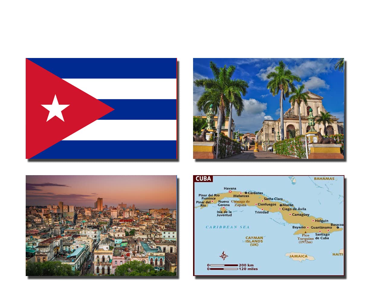 2022 Multicolor Set Of 4 Cuba Fridge Magnets - Cuba Flag Cuba Map Cuba Attractions Small