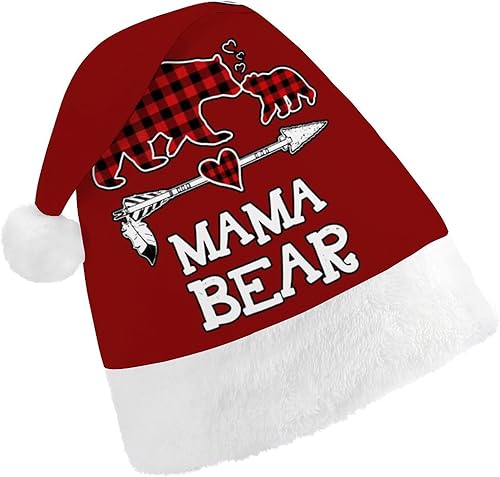 Sombrero de Navidad de búfalo a cuadros rojos, sombrero de Papá Noel, divertido sombrero de Navidad, sombreros de fiesta de vacaciones para