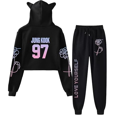 Kpop BTS Cat Ear Sweatshirt and Sweatpants Set