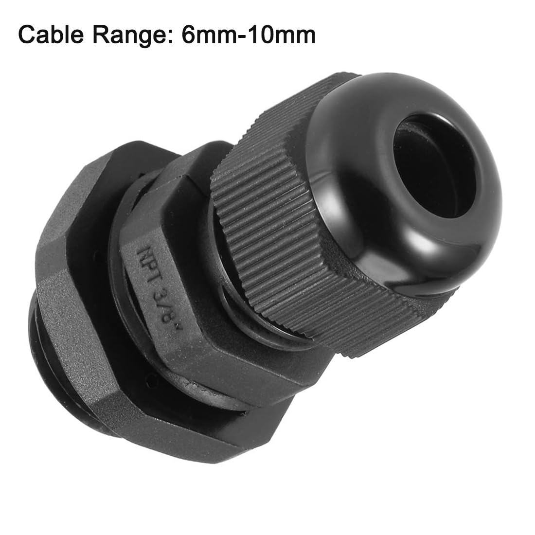TA-VIGOR 5Pcs NPT3/8 Cable Gland, IP68 Waterproof Adjustable Plastic Nylon Wire Connectors Gland Joints for 6mm-10mm Cables - Image 2