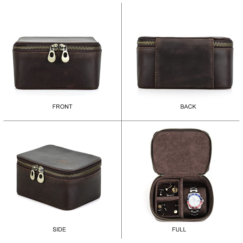 RODZINA CONTACT'S Skórzane etui na zegarek i spinki do mankietów, eleganckie etui do przechowywania zegarków, spinek do mankietów, biżuterii i akcesoriów