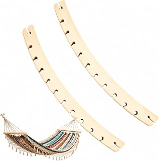 2 PCS Wooden Hammock Spreader Bars – Detachable Durable Replacement Bars for Patio, Backyard, Camping & Garden Hammocks, Ergonomic Curved Design with 10 Adjustable Holes