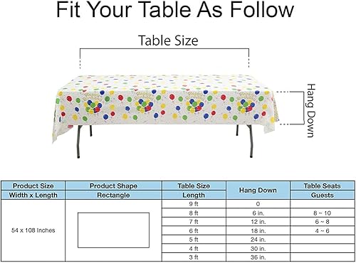 Miniatura 5 de Happy Birthday Plastic Tablecloths 2 Pack Rainbow Disposable Table Covers White Shower Party Tablecovers 54 x 108 Inch Table Cloths for Picnic