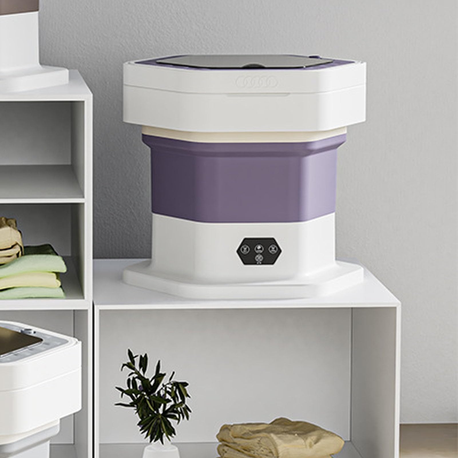 SIXRUN Przenośna Pralka, Mini Pralka Pralnia 8L Składany Projekt dla Ubrania Sockin (PURPLE)