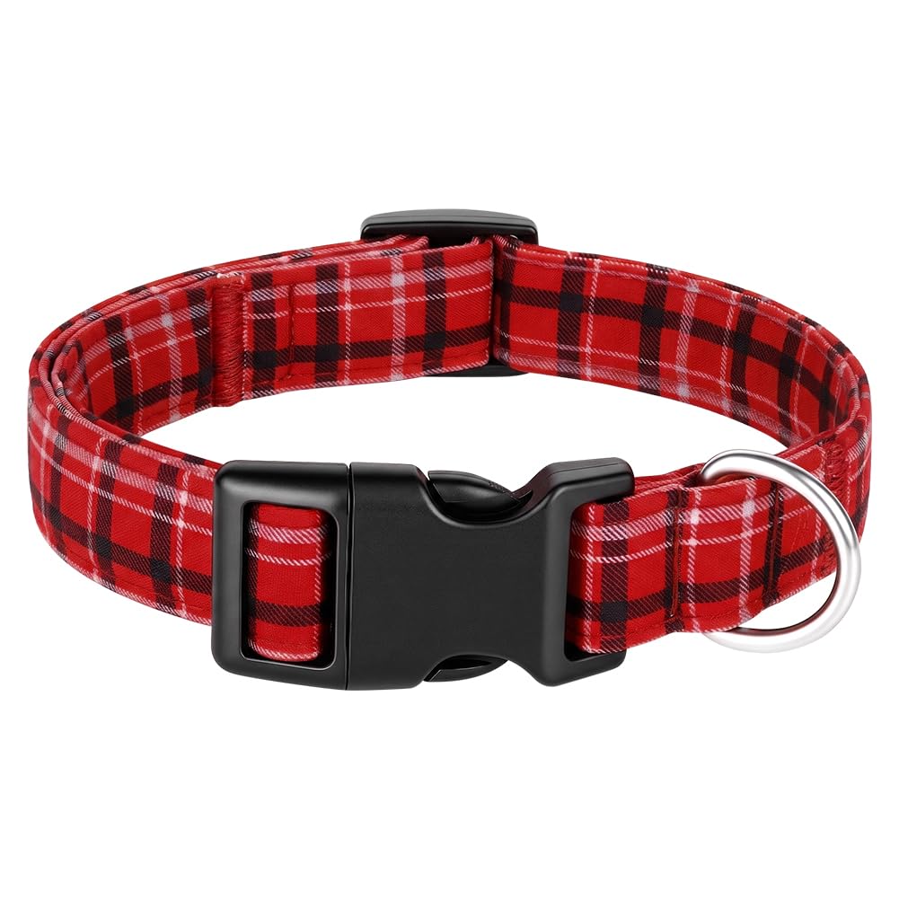 AYESY Dog Collar, Adjustable Plaid Collar for Small Medium Dogs, S