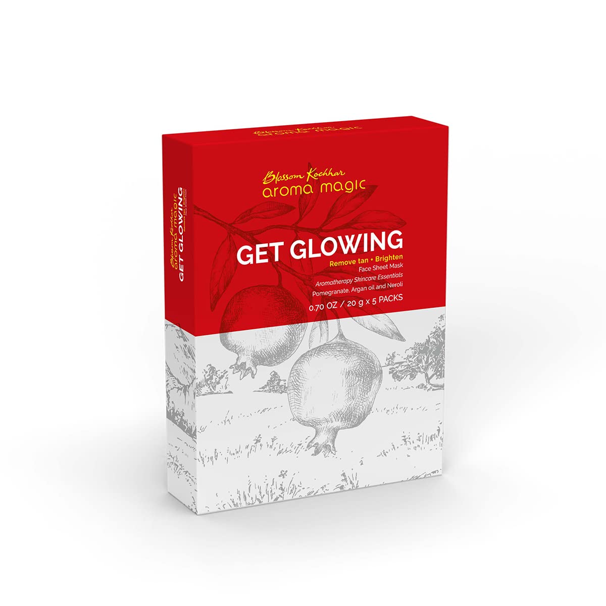 Aroma Magic Get Glowing Sheet Mask Pack of 5-20 gm | Remove Tan And Brighten Skin