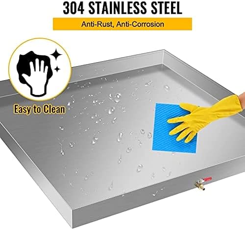 Miniatura 3 de Bandeja de drenaje galvanizada para lavadora con accesorio de drenaje de PVC, prevención de daños por agua, sin fugas con orificio de drenaje y