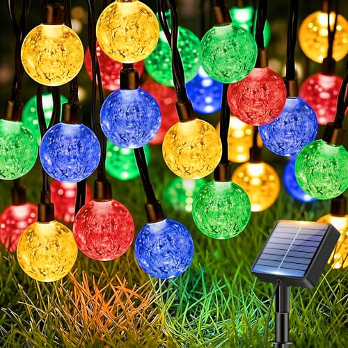 btfarm Solar Lights Outdoor Garden 12.5M/41FT 50 LED Solar Powered String Lights Waterproof 8 Modes Crystal Ball Fairy Light for Garden Patio Yard Tree Christmas Party Multi-Coloured