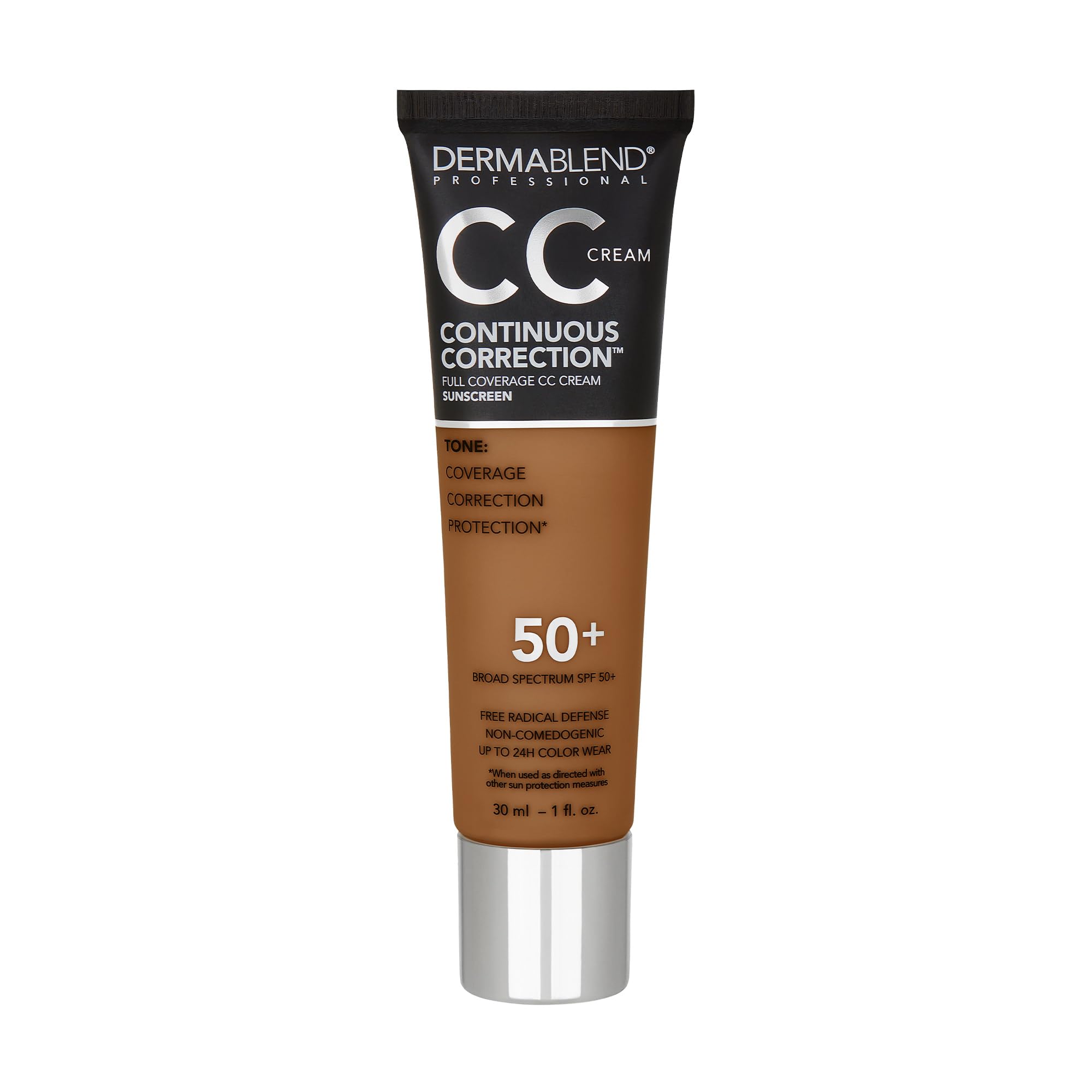 Dermablend Continuous Correction Tone-Evening CC Cream Foundation SPF 50+, Full Coverage Foundation Makeup & Color Corrector, Oil-Free
