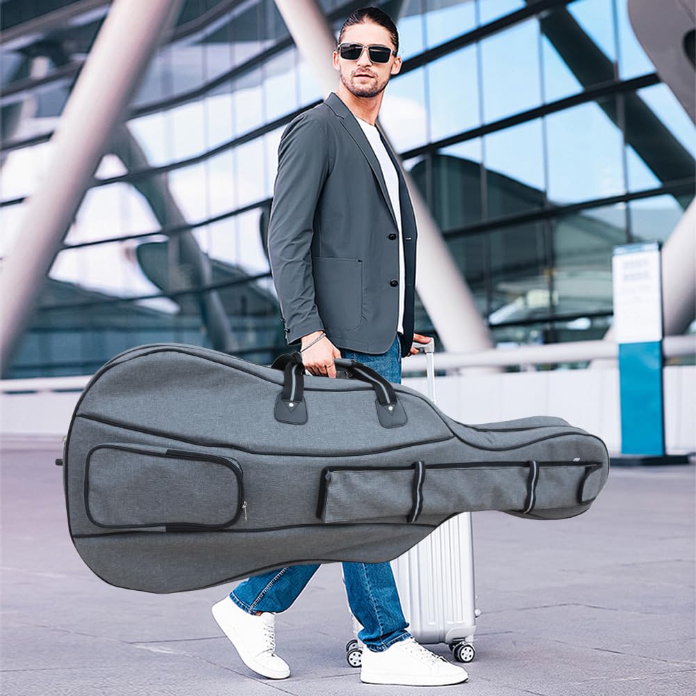 Custodia per violoncello 4/4 per violoncelli elettrici classici, resistente, impermeabile, con cinghie, imbottitura in schiuma ad alta densità, fodera in velluto, tasche in colofonia per