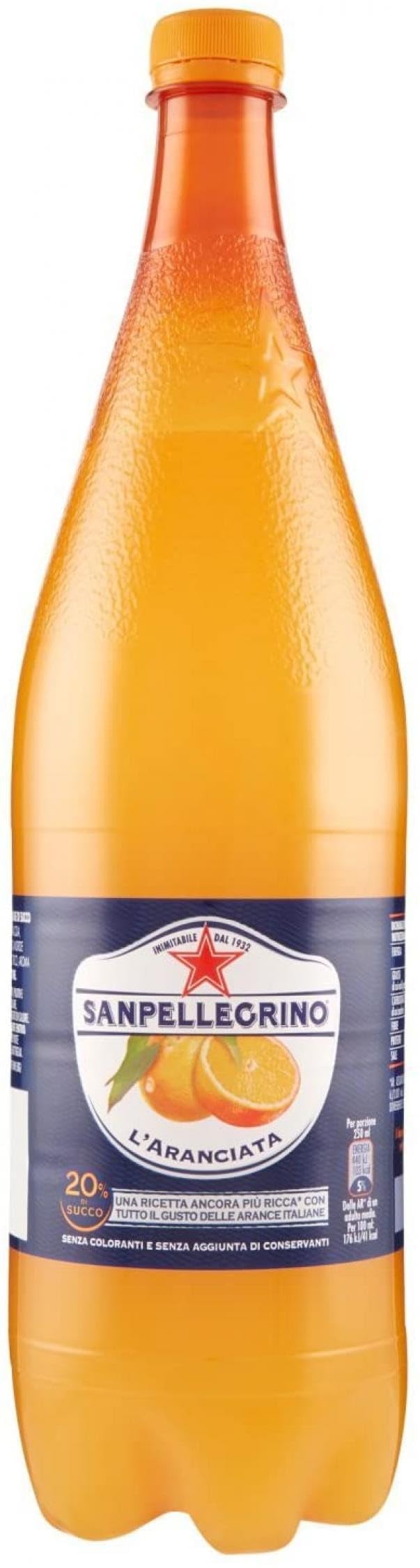 SANPELLEGRINO Bibite Gassate, l'aranciata Bottiglia Grande 1,25L x 6