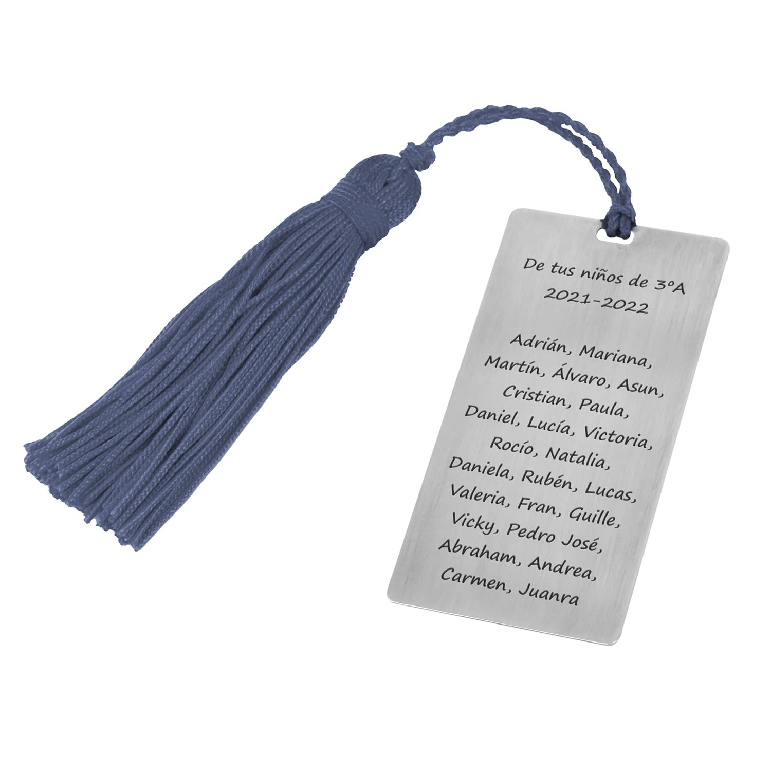 Segnalibro in argento per profes "Ti meriti un 10" con nappone colorato - Regalo per insegnanti - Fine corso (blu, 2 facce)