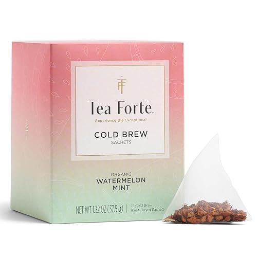 Miniatura 1 de Tea Forte Té helado de sandía y menta fría, sin cafeína orgánica, 15 bolsas de té con infusor de bolsitas, remojo en agua fría