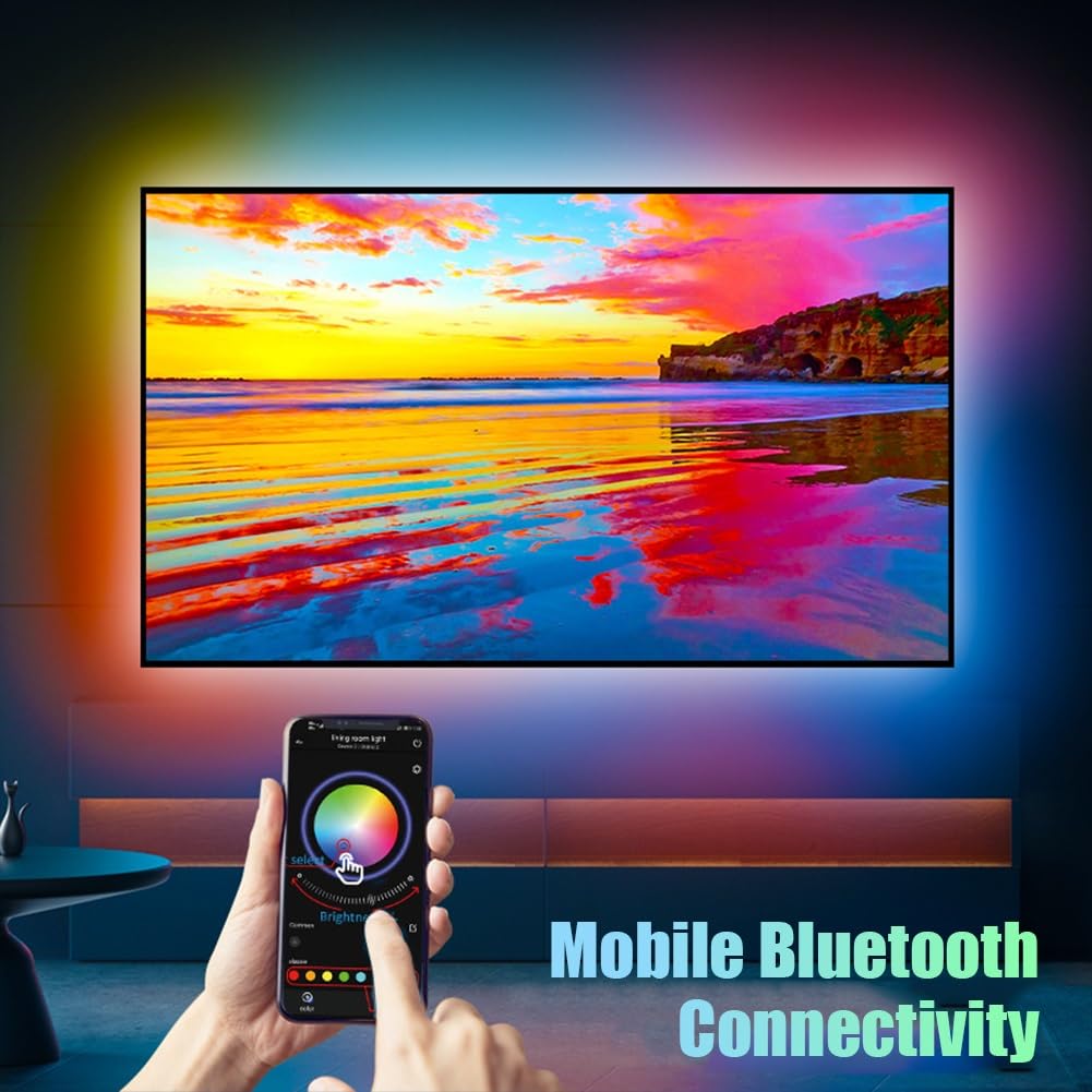 Luces Led USB TV Cambio De Color Retroiluminación Sincronizada Control Inteligente Barra De Luces RGB Multicolor con Sincronización De Luz Y Sonido Fuente De Luz Ambiental HDMI
