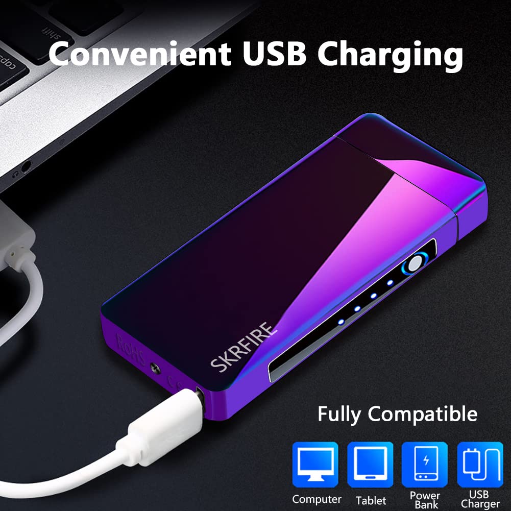 SKRFIRE Electronic Lighter USB Lighters Rechargeable Electric Lighter Plasma Arc Big Flame Cool Lighter with Beautiful Gift Box as Creative Gift (Colour)