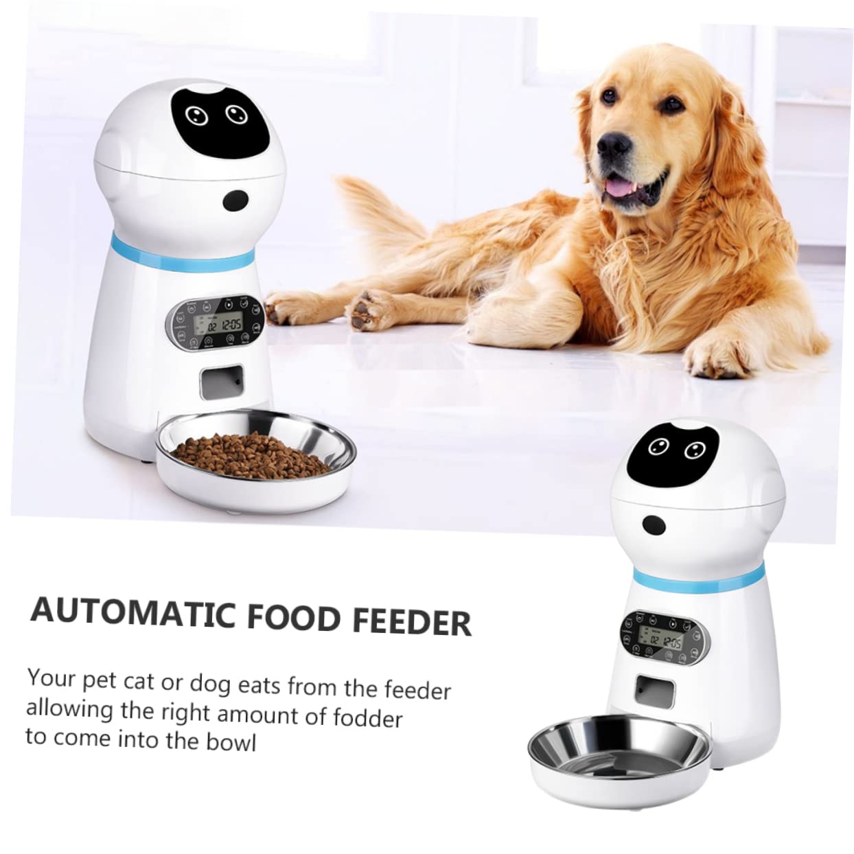 WOONEKY Mangiatoia Automatica Per Gatti Temporizzata 3.5l Usb Senza Batterie Con Registratore Vocale, Distribuidore Di Cibo Per Animali Domestici Per Uso Domestico e Negozi Specializzati