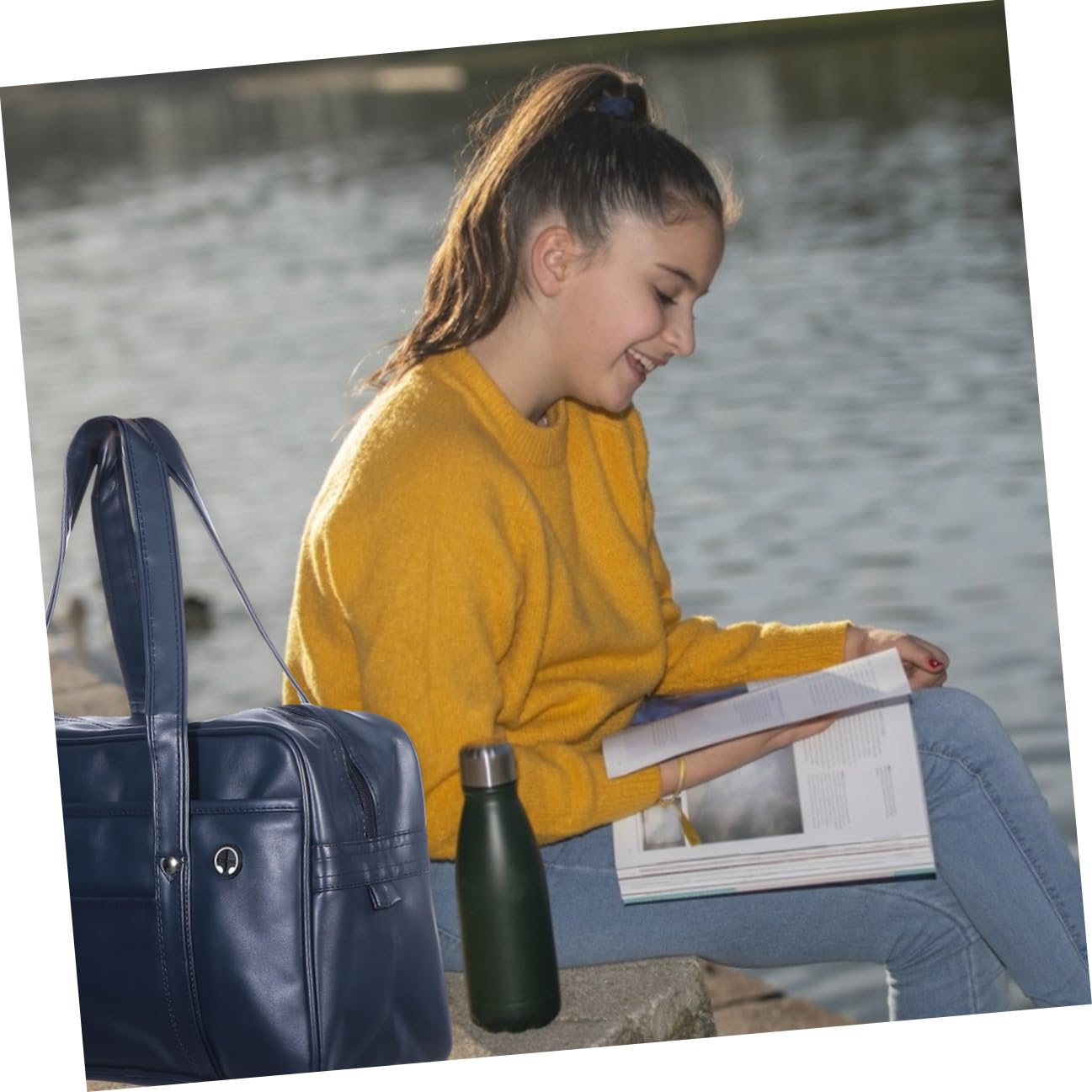 Sosoport Borsa a Tracolla Leggera e Facile da Trasportare Grande Design Semplice e in Pu per Laptop e Libri, Grande Design Semplice e per Studenti Giapponesi e Impiego D'ufficio