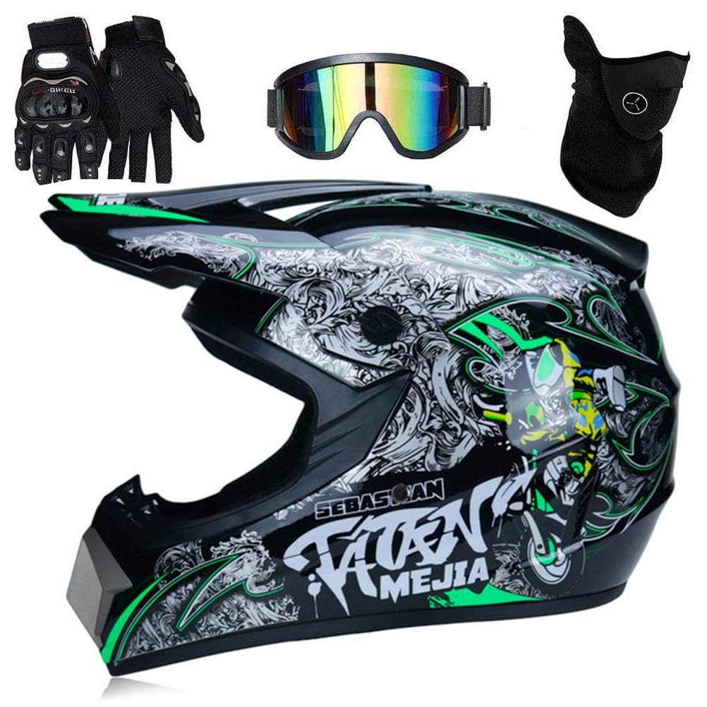Casco profesional de motocross para niños y adultos, para motocross, todoterreno, con gafas protectoras, guantes, cubierta facial