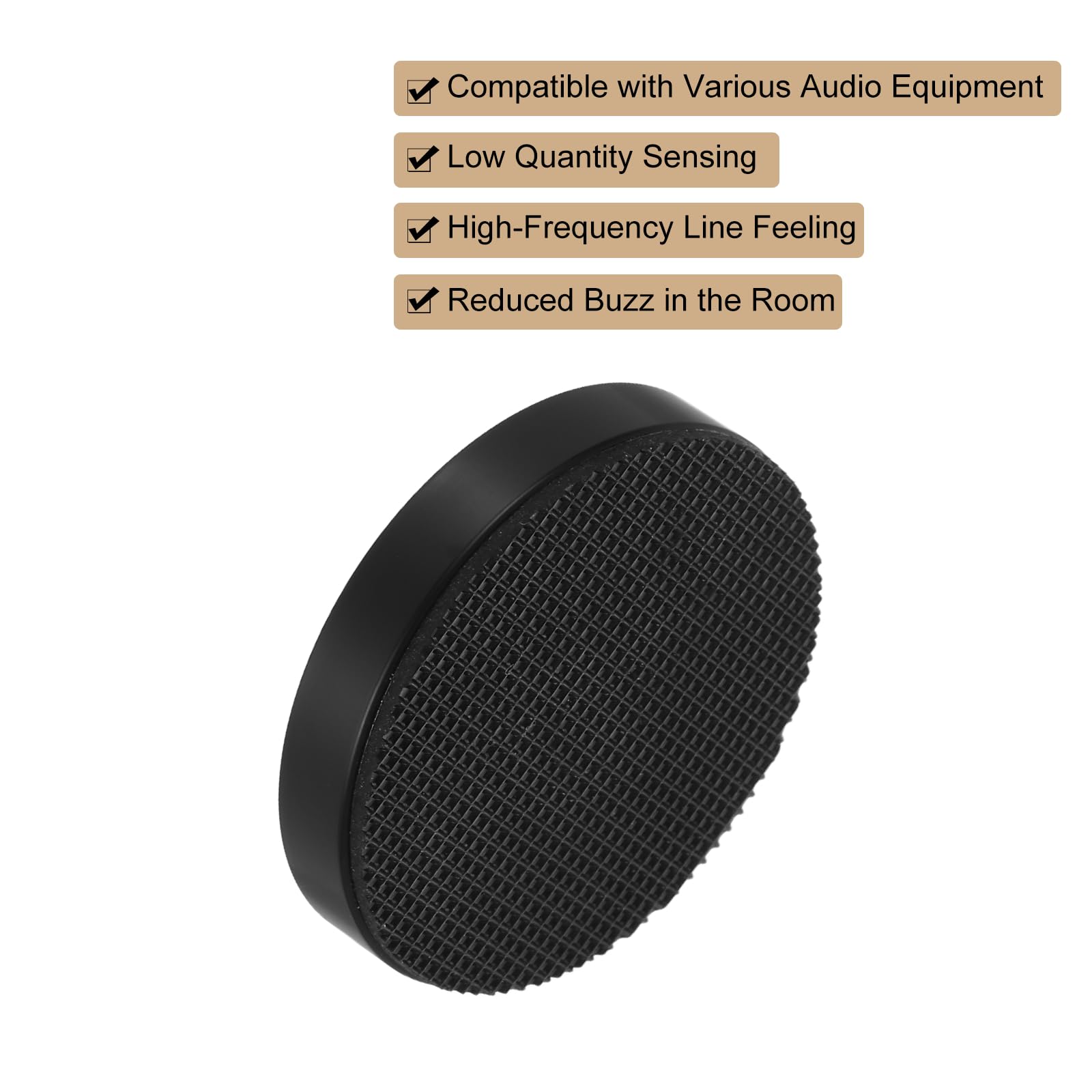 QUARKZMAN 4 Pcs Pieds D'isolation pour Enceintes Noirs, 49x13mm Base en Acier Inoxydable Anti-Vibration Support pour Amplificateur Tapis Anti-Vibration pour Système Audio CD Home Theater
