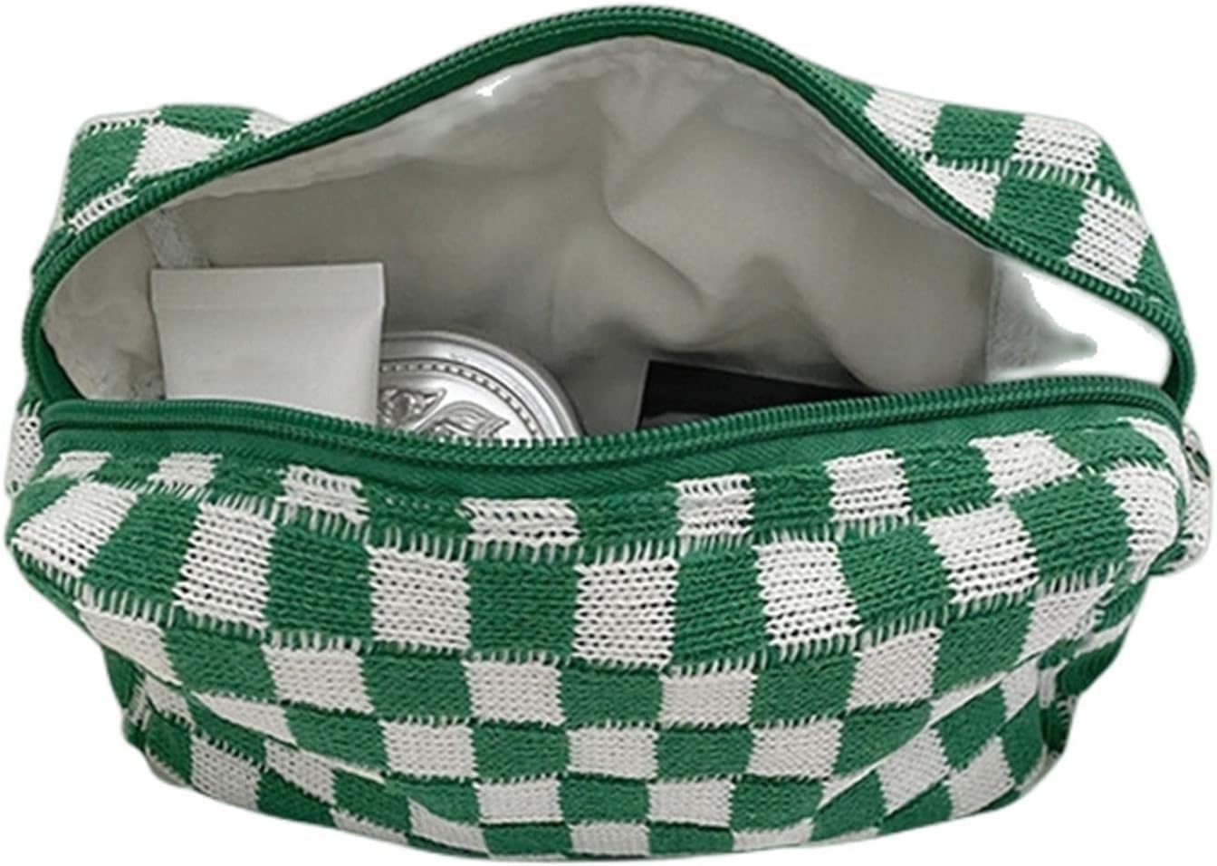 Astuccio per matite, grande capacità, a scacchiera, organizer per cosmetici, borsa per trucchi a maglia per articoli di cancelleria e prodotti di bellezza, Oss23901gr, A