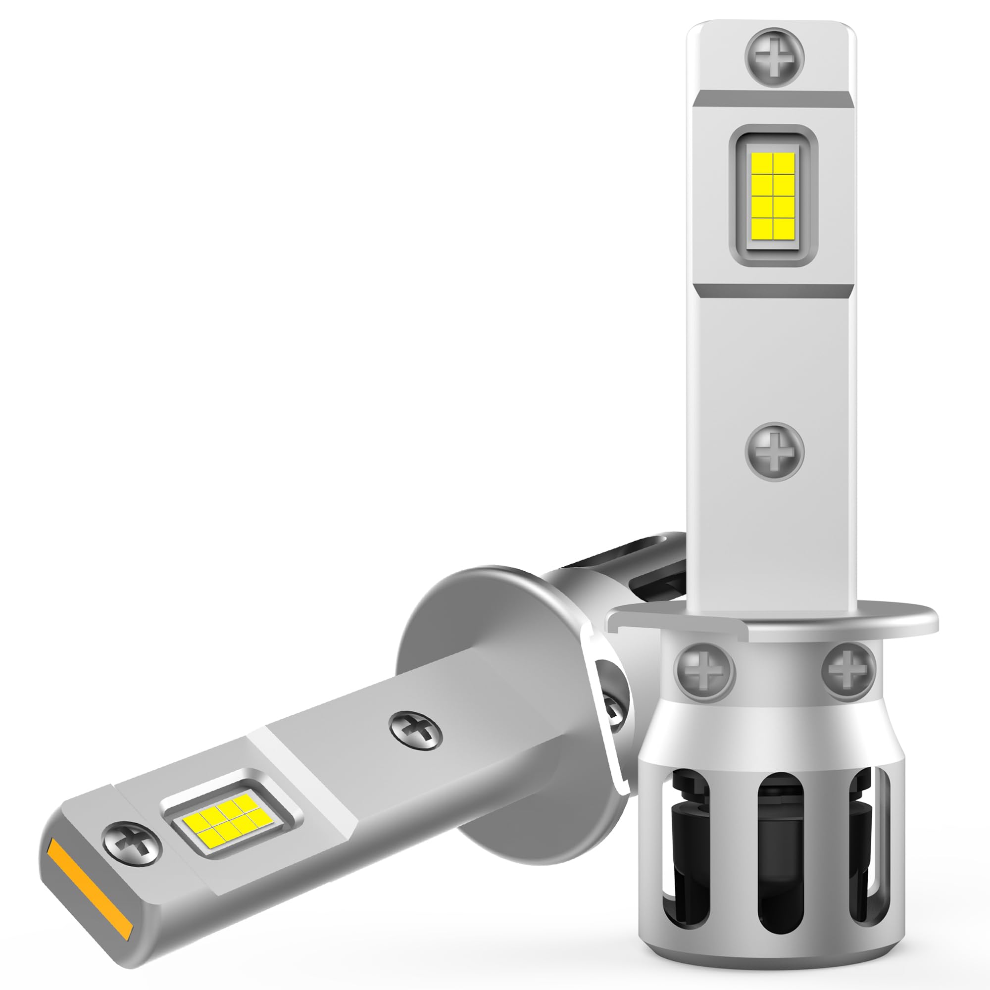 H1 LED Car Headlight Bulbs High Beam Fog Light 6500K Xenon White 12V Replacement Plug and Play With Turbo Fan, Pack of 2