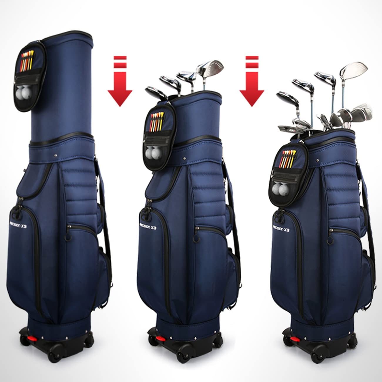 Bolsa de Golf portátil con 4 Ruedas y Freno, Bolsa de Nailon Impermeable para Carrito de Golf, Organizador de Palos de Golf de Viaje, Bolsas de Golf de Viaje para Hombres y Mujeres Vision