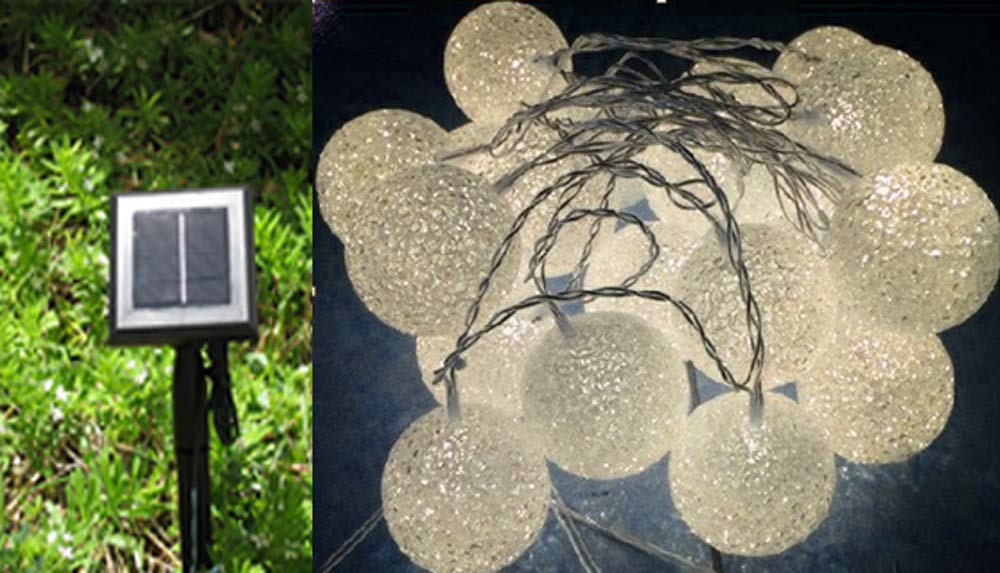 TEKTRUM 41 FEET-LONG 24 LUMINOUS GLOW SPHERE TWO-IN-ONE SOLAR STRING FAIRY LIGHTS OUTDOOR